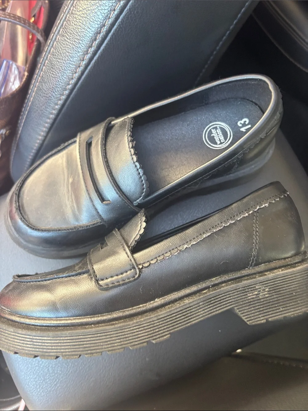 wonder nation Black Girls' Slip-On Penny Loafers